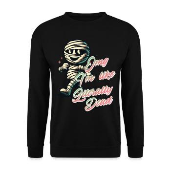 Lustiger Halloween Spruch Omg Im Dead Retro - Unisex Pullover - Schwarz - Vorne - Alina (178cm) & Michal (187cm)