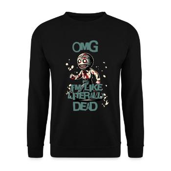 Funny Halloween Saying OMG I'm Dead - Unisex Sweatshirt - black - Front - Alina (178cm) & Michal (187cm)