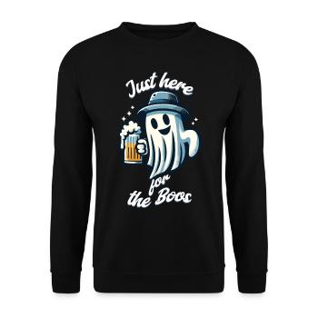 Lustiges Halloween Gespenst hier für den Schnaps - Unisex Pullover - Schwarz - Vorne - Alina (178cm) & Michal (187cm)