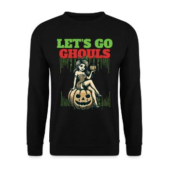 Lets Go Ghouls Funny Halloween Girl - Unisex Sweatshirt - black - Front - Alina (178cm) & Michal (187cm)