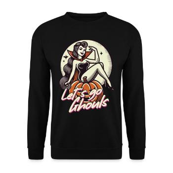Let's Go Ghouls Funny Halloween Girl - Unisex Sweatshirt - black - Front - Alina (178cm) & Michal (187cm)