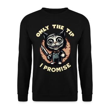 Funny Cat Saying only The Tip Psycho Cat - Unisex Sweatshirt - black - Front - Alina (178cm) & Michal (187cm)