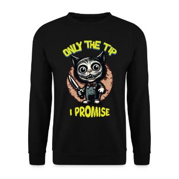 Funny Cat Saying only The Tip Psycho Cat - Unisex Sweatshirt - black - Front - Alina (178cm) & Michal (187cm)