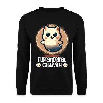 Lustiges Halloween Outfit Mit Süßen Geister Katzen - Unisex Pullover - Schwarz - Vorne - Alina (178cm) & Michal (187cm)