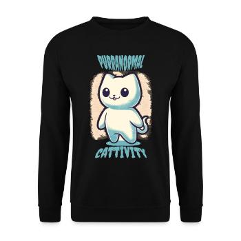 Funny Halloween Outfit with Cute Ghosts Cats - Unisex Sweatshirt - black - Front - Alina (178cm) & Michal (187cm)
