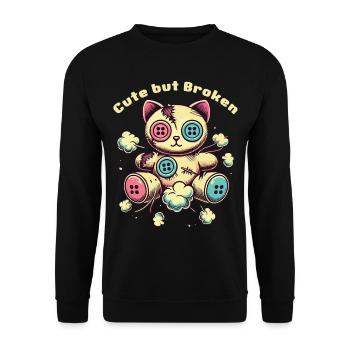 Mental Psychopath Cute But Broken Cat - Unisex Sweatshirt - black - Front - Alina (178cm) & Michal (187cm)