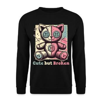 Mental Psychopath Cute But Broken Statement - Unisex Sweatshirt - black - Front - Alina (178cm) & Michal (187cm)