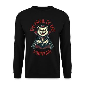Vampire Cat The Night of the Vampurr - Unisex Sweatshirt - black - Front - Alina (178cm) & Michal (187cm)