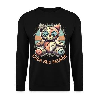 Psychopathe mental Chat mignon mais cassé - Sweat-shirt Unisexe - noir - Devant - Alina (178cm) & Michal (187cm)