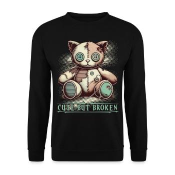 Mental Psychopath Cute But Broken Charm - Unisex Sweatshirt - black - Front - Alina (178cm) & Michal (187cm)