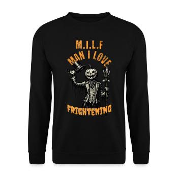 Halloween Pumpkin Head M.I.L.F Man I Love - Unisex Sweatshirt - black - Front - Alina (178cm) & Michal (187cm)