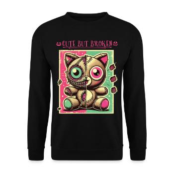 Mental Psychopath Cute But Broken Design - Unisex Sweatshirt - black - Front - Alina (178cm) & Michal (187cm)