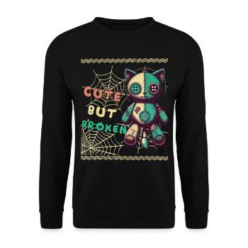 Mental Psychopath Cute But Broken Design - Unisex Sweatshirt - black - Front - Alina (178cm) & Michal (187cm)