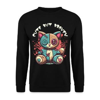 Mental Psychopath Cute But Broken Cat - Unisex Sweatshirt - black - Front - Alina (178cm) & Michal (187cm)