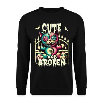 Mental Psychopath - Cute But Broken Cat - Unisex Sweatshirt - black - Front - Alina (178cm) & Michal (187cm)