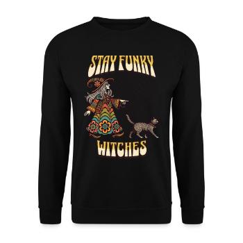 Witches Lover Design Halloween Costume - Unisex Sweatshirt - black - Front - Alina (178cm) & Michal (187cm)