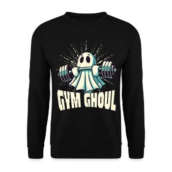Gym Ghoul Creepy Fitness Ghost - Unisex Sweatshirt - black - Front - Alina (178cm) & Michal (187cm)