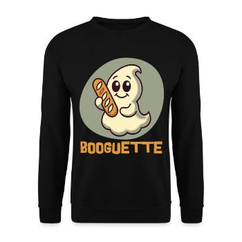 Ghost with Booguette for Baguette Fans - Unisex Sweatshirt - black - Front - Alina (178cm) & Michal (187cm)