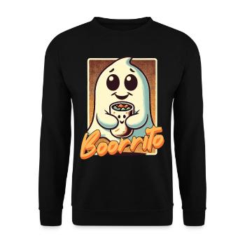 Cute Ghost Boorrito Hugs Burrito - Unisex Sweatshirt - black - Front - Alina (178cm) & Michal (187cm)