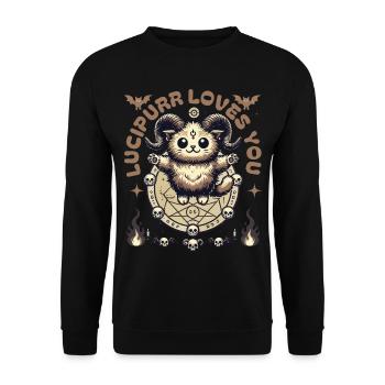 Luzifurr Loves You Chaton Mystique - Sweat-shirt Unisexe - noir - Devant - Alina (178cm) & Michal (187cm)