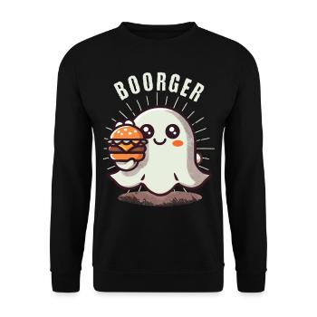 diGespenst Boorger Hamburger Lover Fun - Unisex Sweatshirt - black - Front - Alina (178cm) & Michal (187cm)