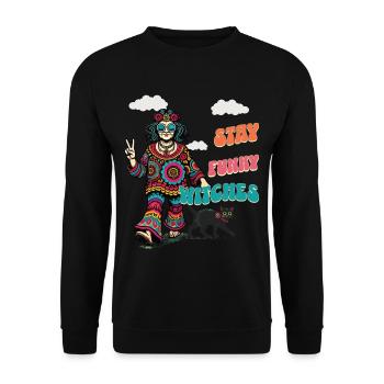 Halloween Kostüm Hexenliebhaber Design - Unisex Pullover - Schwarz - Vorne - Alina (178cm) & Michal (187cm)