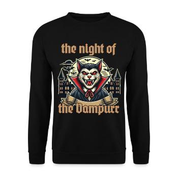 Vampire Cat Night of the Steamer - Unisex Sweatshirt - black - Front - Alina (178cm) & Michal (187cm)