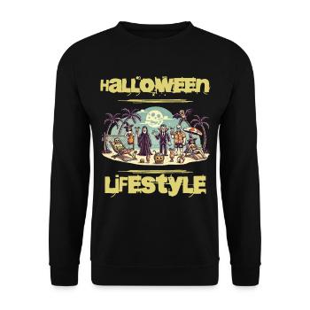 Halloween Lifestyle Strand-Party Spaß - Unisex Pullover - Schwarz - Vorne - Alina (178cm) & Michal (187cm)