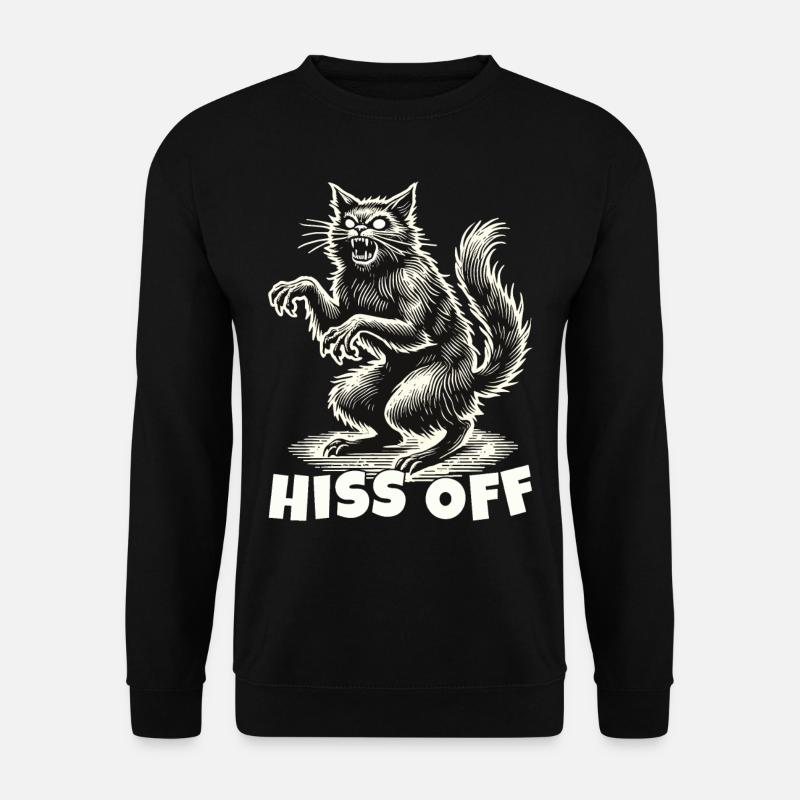 Creepy Cat Hiss Off Statement - Unisex Sweatshirt - black