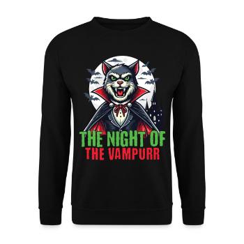 Vampire Cat Night of the Vampurr - Unisex Sweatshirt - black - Front - Alina (178cm) & Michal (187cm)