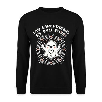 Meine Freundin Ist Mein Boo Liebe Geister - Unisex Pullover - Schwarz - Vorne - Alina (178cm) & Michal (187cm)