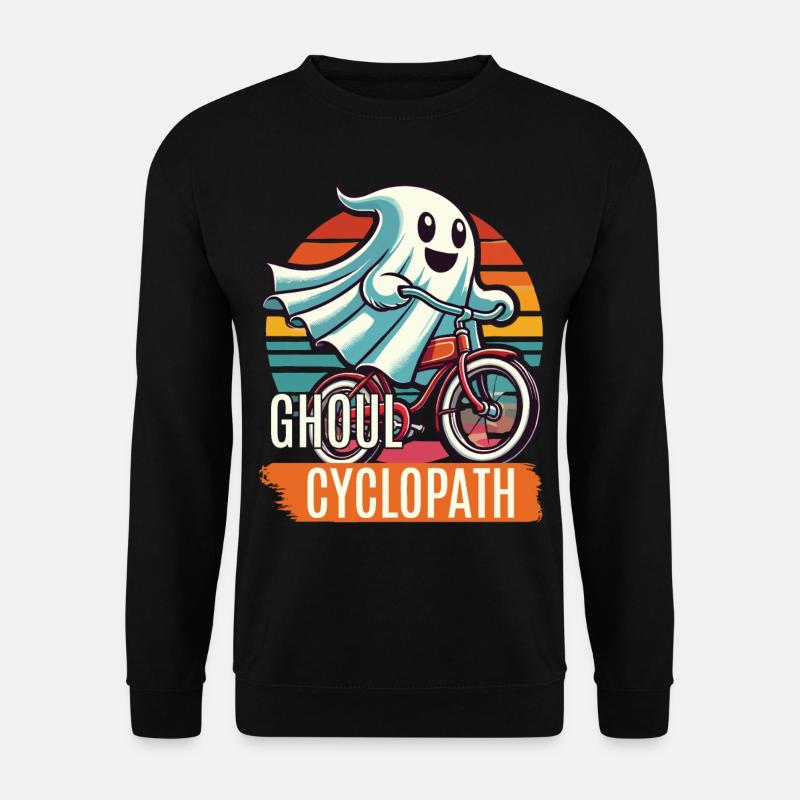 Fahrradfahrender Geisterfreund - Unisex Pullover - Schwarz