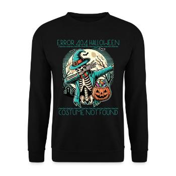 Horror Error 404 Halloween Kostüm Nicht Gefunden - Unisex Pullover - Schwarz - Vorne - Alina (178cm) & Michal (187cm)