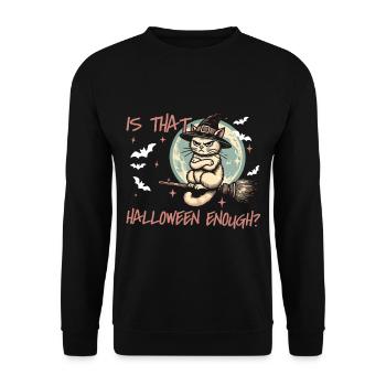Halloween Cat Witch Hat Full Moon Fun - Unisex Sweatshirt - black - Front - Alina (178cm) & Michal (187cm)