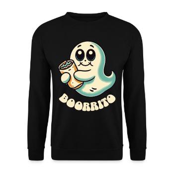 Ghost with Boorrito for Burrito Fans - Unisex Sweatshirt - black - Front - Alina (178cm) & Michal (187cm)