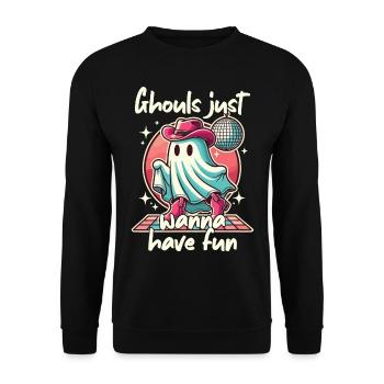 Ghule Wollen Spaß Haben Partygeist - Unisex Pullover - Schwarz - Vorne - Alina (178cm) & Michal (187cm)
