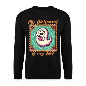 My girlfriend is my boo ghost love - Unisex Sweatshirt - black - Front - Alina (178cm) & Michal (187cm)