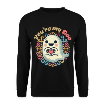 Tu es mon boo Mignon Ghost Design - Sweat-shirt Unisexe - noir - Devant - Alina (178cm) & Michal (187cm)