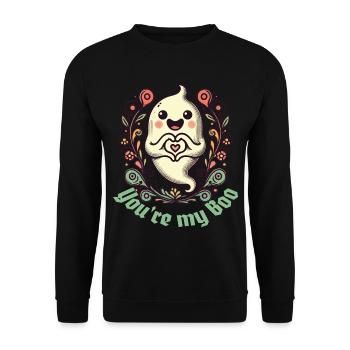 Du Bist Mein Boo Geister-Liebe - Unisex Pullover - Schwarz - Vorne - Alina (178cm) & Michal (187cm)