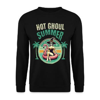Heißer Grusel Sommer Hexen Flamingo - Unisex Pullover - Schwarz - Vorne - Alina (178cm) & Michal (187cm)