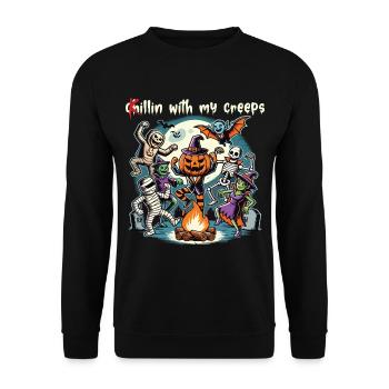 Halloween fun with my creeps - Unisex Sweatshirt - black - Front - Alina (178cm) & Michal (187cm)