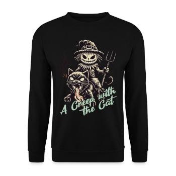 Balade effrayante avec le chat Halloween - Sweat-shirt Unisexe - noir - Devant - Alina (178cm) & Michal (187cm)