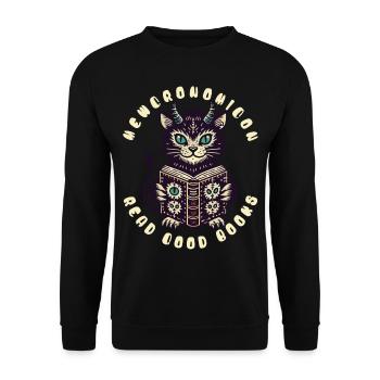 Necronomicon Lies Ein Gutes Buch - Unisex Pullover - Schwarz - Vorne - Alina (178cm) & Michal (187cm)