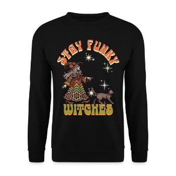 Halloween Kostüm Hexen Liebhaber Design - Unisex Pullover - Schwarz - Vorne - Alina (178cm) & Michal (187cm)