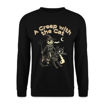 Effrayant avec le chat Halloween Fun - Sweat-shirt Unisexe - noir - Devant - Alina (178cm) & Michal (187cm)