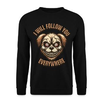 Ich Werde Dich Überall Folgen Creepy Hund - Unisex Pullover - Schwarz - Vorne - Alina (178cm) & Michal (187cm)