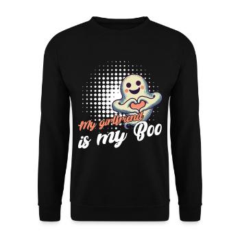 My girlfriend is my boo ghost love - Unisex Sweatshirt - black - Front - Alina (178cm) & Michal (187cm)