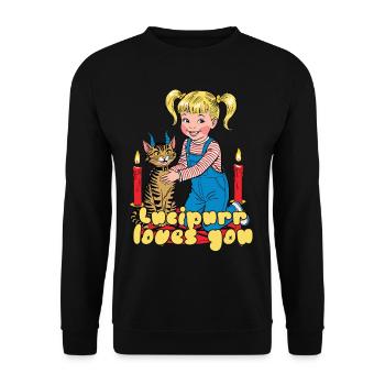 Lucipurr Loves You Candles Cat - Unisex Sweatshirt - black - Front - Alina (178cm) & Michal (187cm)