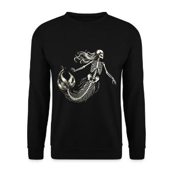 Skeleton Mermaid Mystical Fantasy Art - Unisex Sweatshirt - black - Front - Alina (178cm) & Michal (187cm)