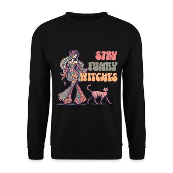 Halloween Kostüm Hexen Liebhaber Design - Unisex Pullover - Schwarz - Vorne - Alina (178cm) & Michal (187cm)